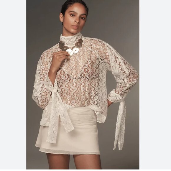 NWT Anthropologie Lace Top in Cream - Picture 1 of 5